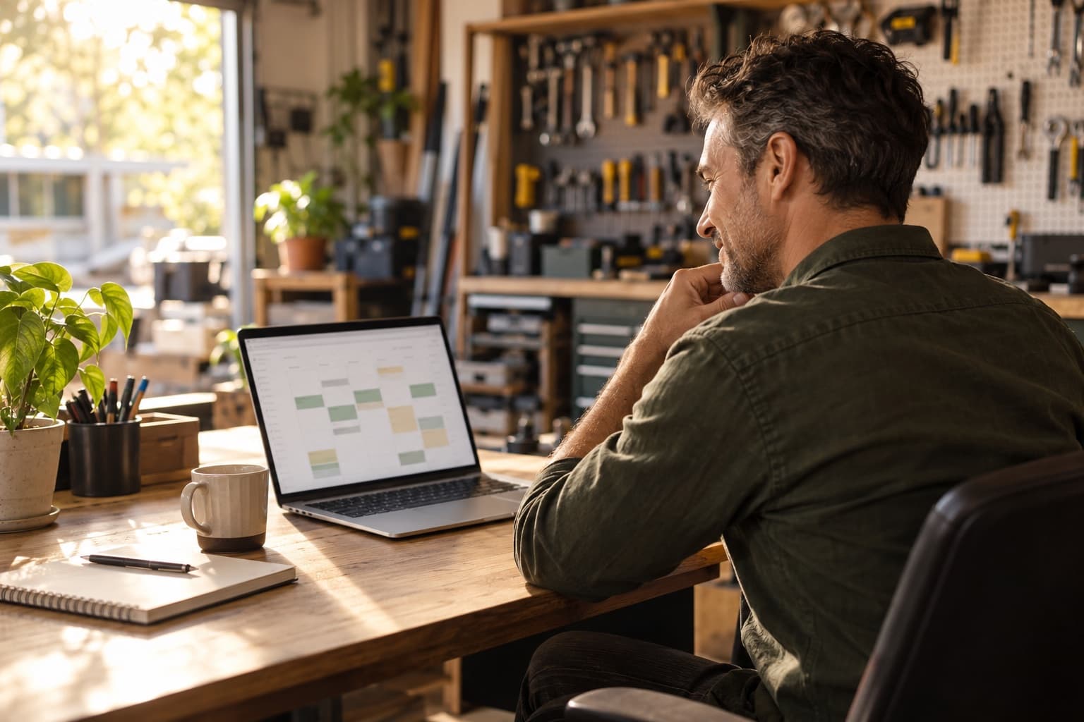 Business owner checking customer work and payment tasks